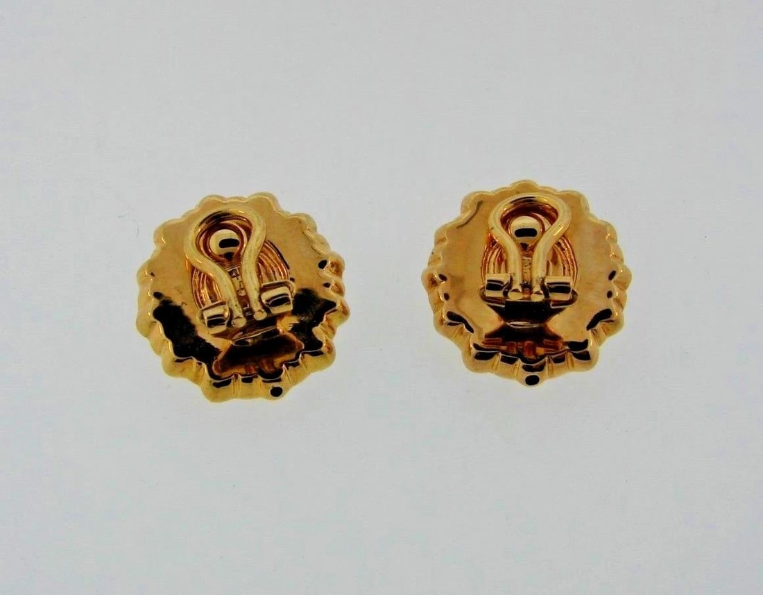 CHIC Italian 14k Yellow Gold & Garnet Clip On Earrings - 4