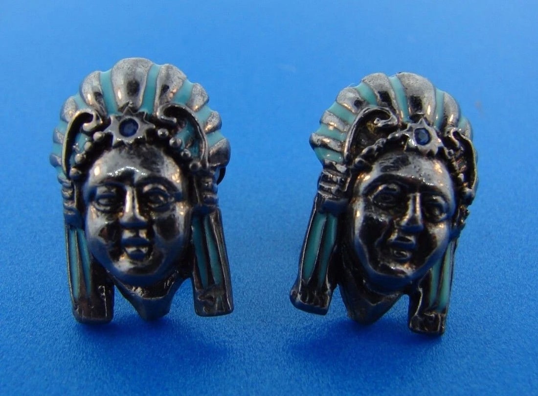 TRIBAL M.C.L. American Indian Sterling Silver & Turquoise Earrings (1 of 4)