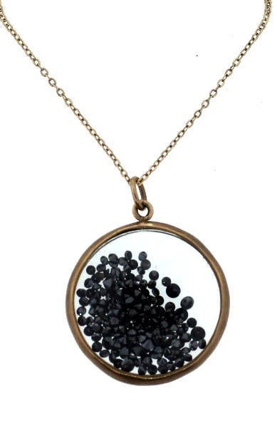 10K Rose Gold Black Diamond Round Shaker Pendant 10K White Gold Clasp (1 of 7)