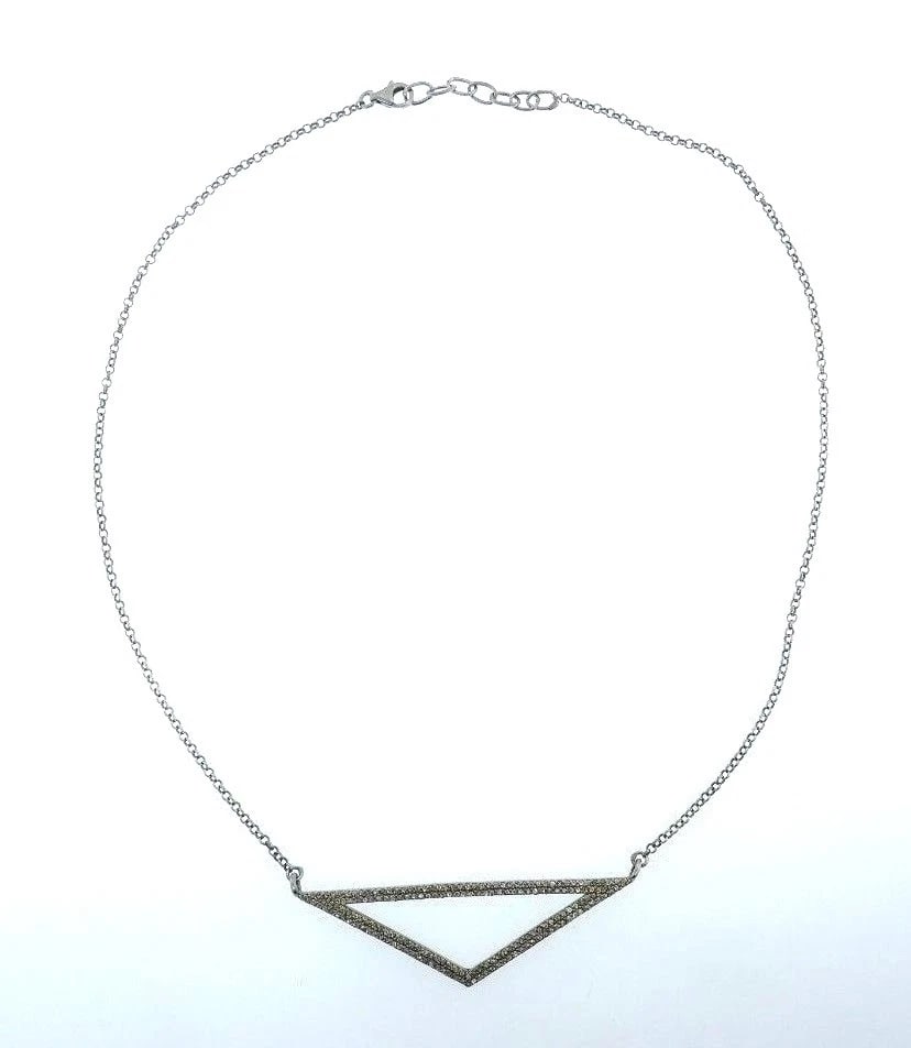 Sterling Silver Diamond Pendant Necklace - 7