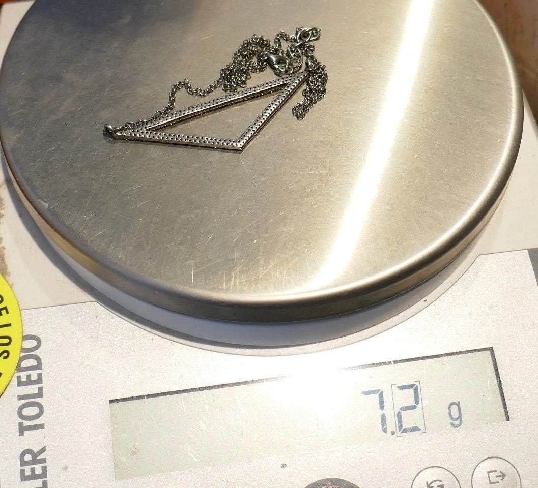 Sterling Silver Diamond Pendant Necklace - 8