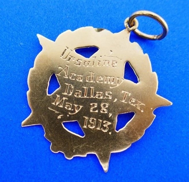 ANTIQUE 9k Yellow Gold Scholarship Star Pendant Charm Circa 1913 - 4