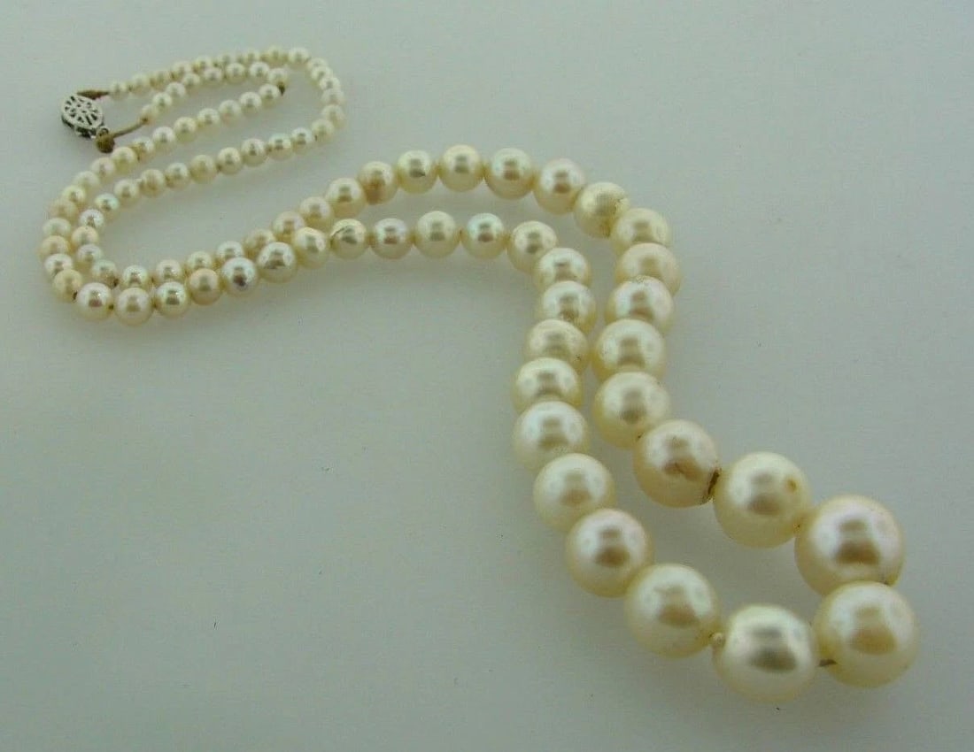 BEAUTIFUL PEARL NECKLACE STRAND 10K WHITE GOLD CLASP - 2
