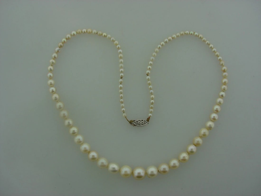 BEAUTIFUL PEARL NECKLACE STRAND 10K WHITE GOLD CLASP - 4