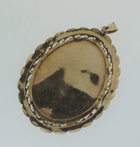 C.1950 CARVED JADE 14K YELLOW GOLD BIG VINTAGE PENDANT UNIQUE - 5
