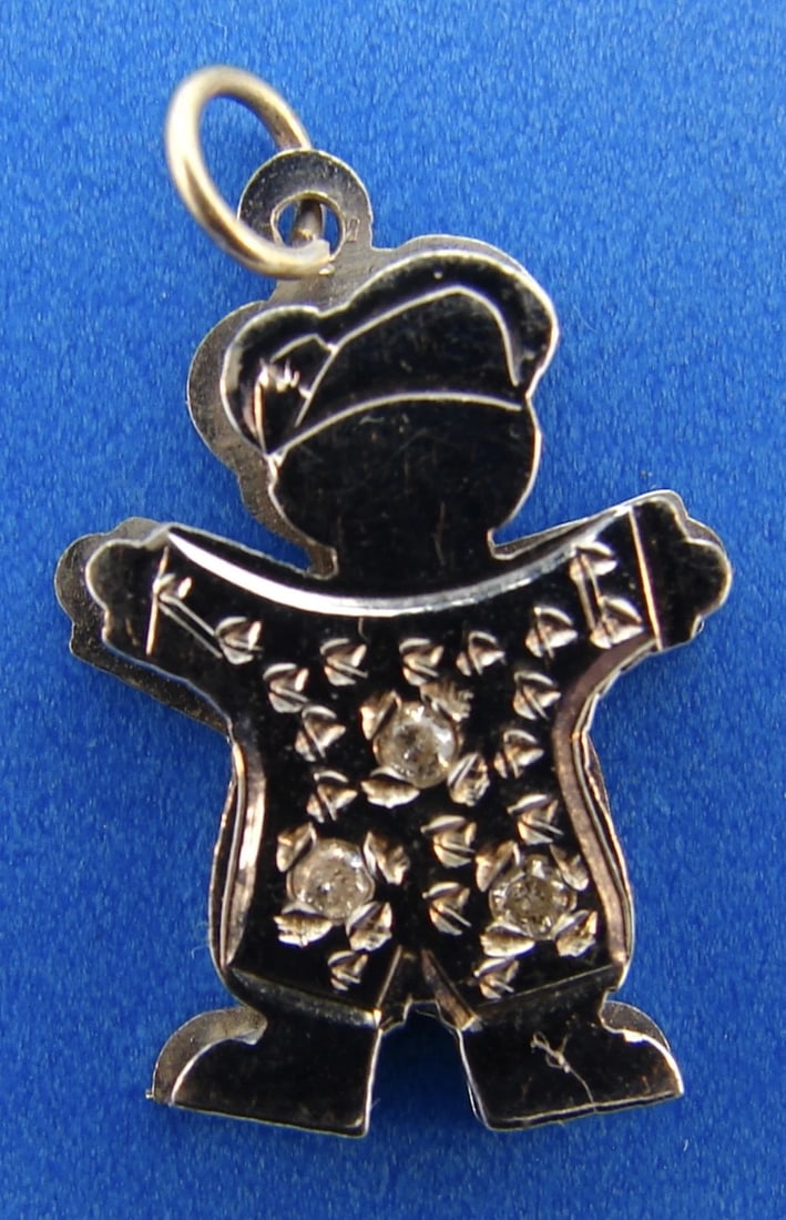 CUTE 14k White Gold Boy Charm Pendant with Diamonds - 3