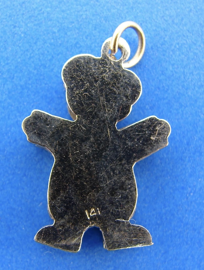 CUTE 14k White Gold Boy Charm Pendant with Diamonds - 4