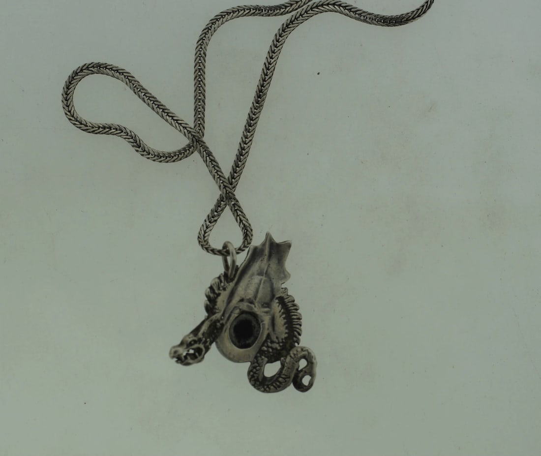 ITALIAN SILVER 925 DRAGON PENDANT ON A CHAIN C.1980 VINTAGE NECKLACE - 4