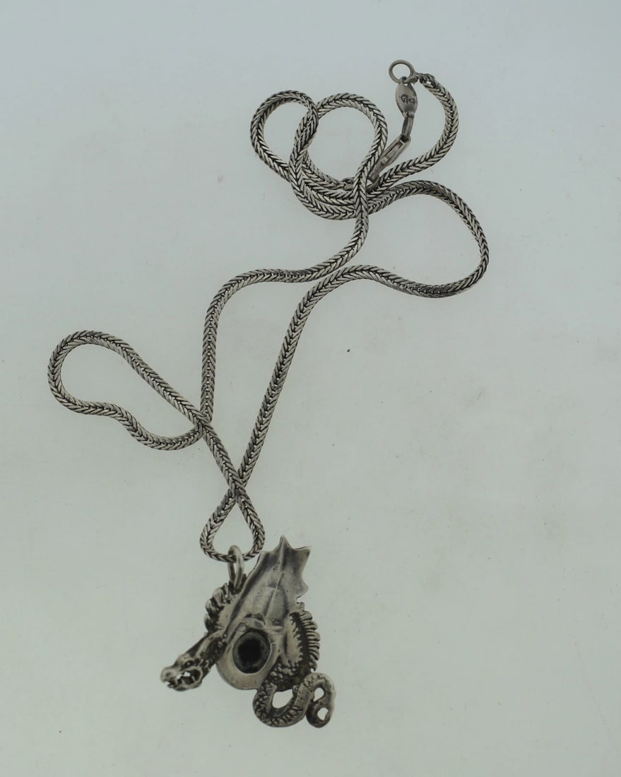 ITALIAN SILVER 925 DRAGON PENDANT ON A CHAIN C.1980 VINTAGE NECKLACE - 5