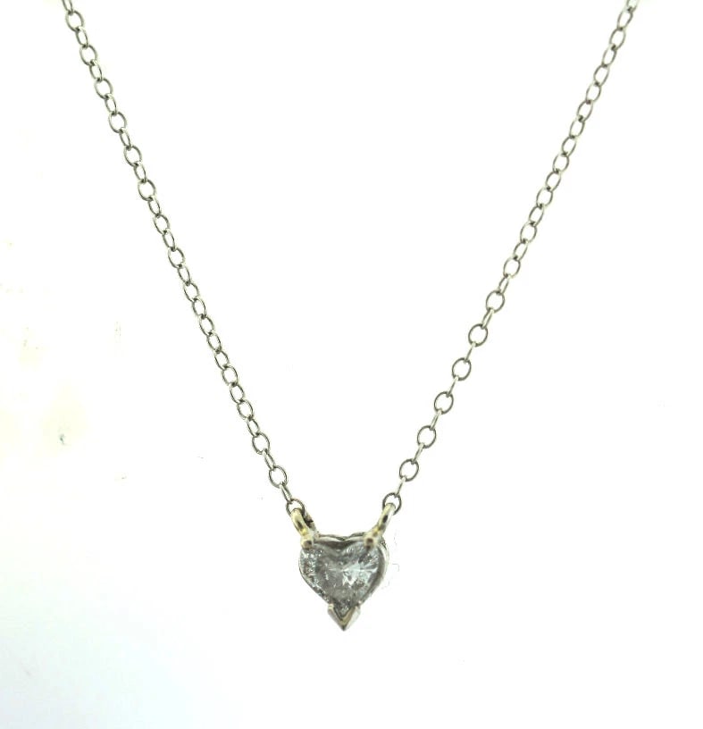 HEART SHAPE DIAMOND PENDANT CHAIN NECKLACE 14K WHITE GOLD LOVE GIFT - 3