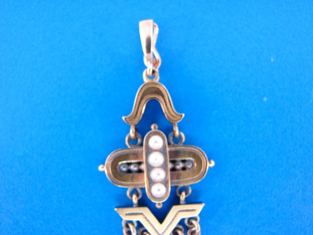 VICTORIAN 14k Yellow Gold & Pearl Pendant Circa 1900s - 3