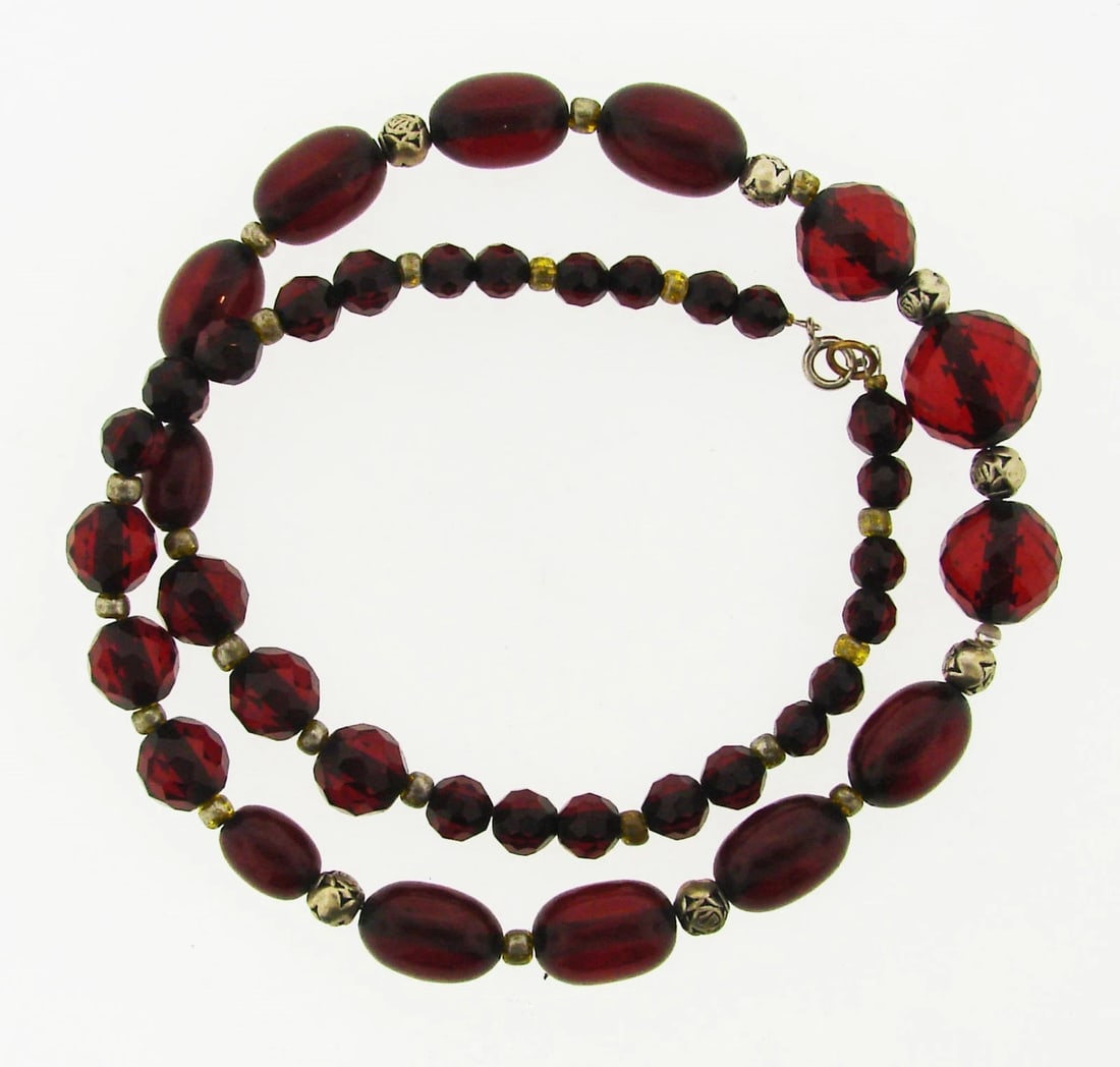 GORGEOUS Silver & Polished Amber Beaded Necklace Circa 1900s!: Title: GORGEOUS Silver & Polished Amber Beaded Necklace Circa 1900s! Description: Fine Jewelry, Arts & AntiquesPurveyors and Purchasers ofAntique and Estate Pieces9454 Wilshire Blvd. M20, DK - KL