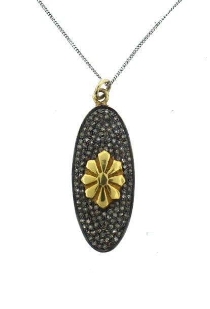 MODERN SILVER ROSECUT DIAMOND PENDANT ON 14K WHITE GOLD CHAIN (1 of 1)