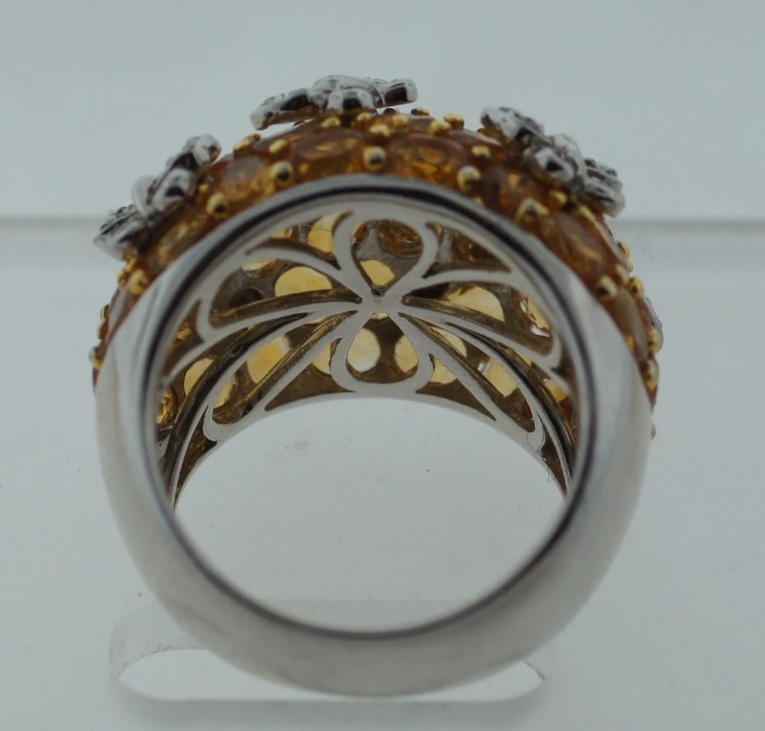 OUTSTANDING 14K WHITE GOLD CITRINE DIAMOND BUTTERFLY COCKTAIL RING BY L.E. - 6