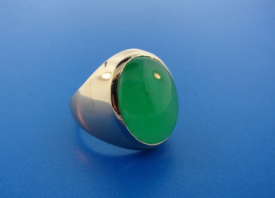 UNBELIEVABLE 14k Yellow Gold & Apple Jade Ring w/ Photo of GIA Report - 3