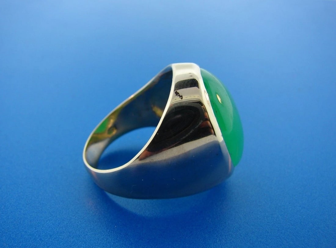 UNBELIEVABLE 14k Yellow Gold & Apple Jade Ring w/ Photo of GIA Report - 4