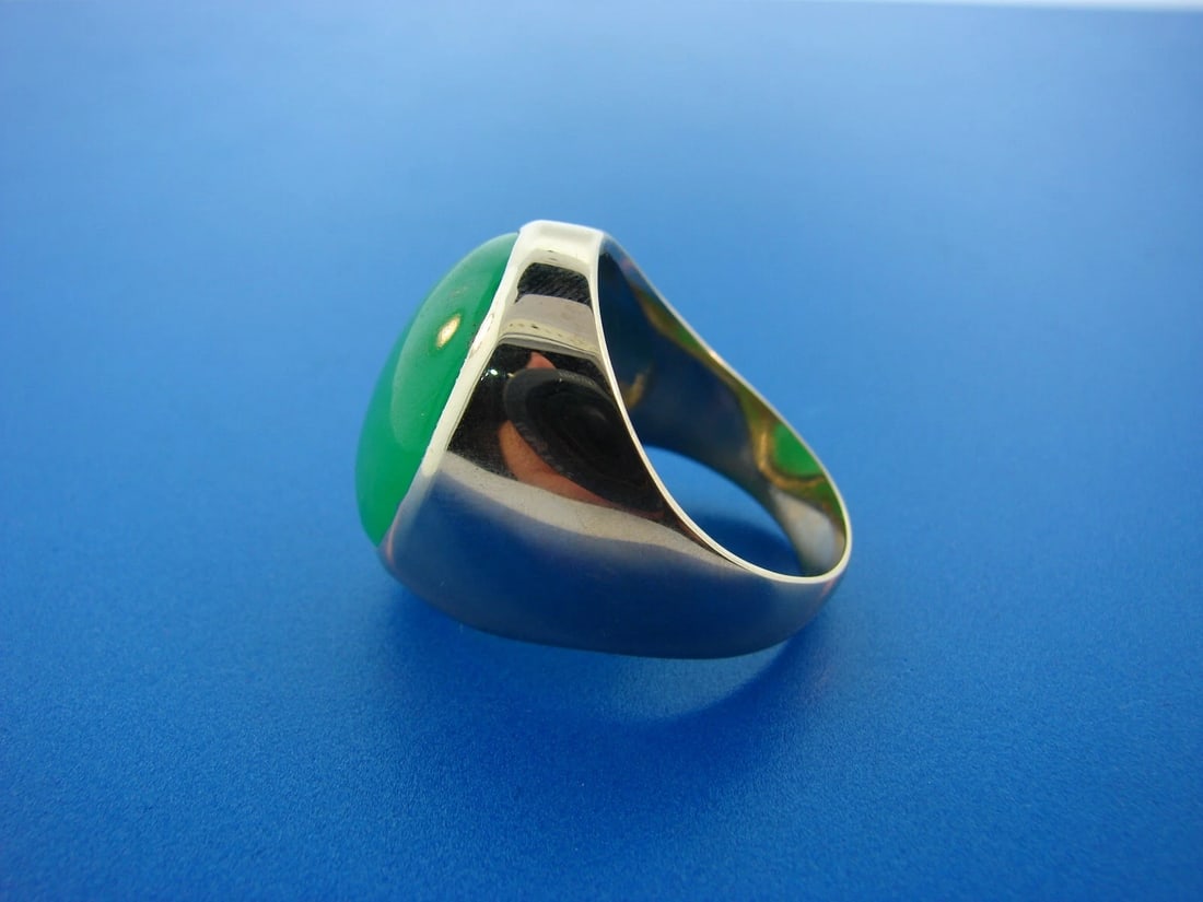 UNBELIEVABLE 14k Yellow Gold & Apple Jade Ring w/ Photo of GIA Report - 6