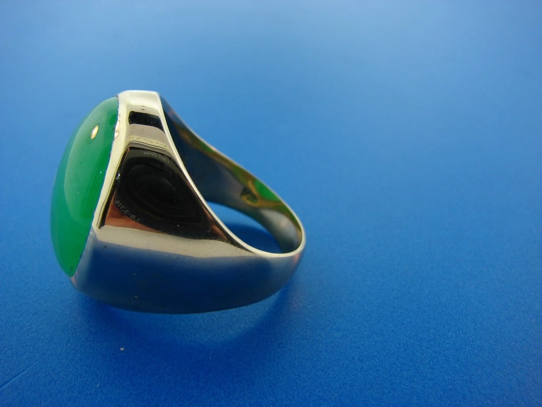 UNBELIEVABLE 14k Yellow Gold & Apple Jade Ring w/ Photo of GIA Report - 7