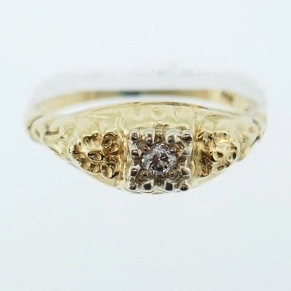 14k Yellow White Gold Diamond Ring - 4