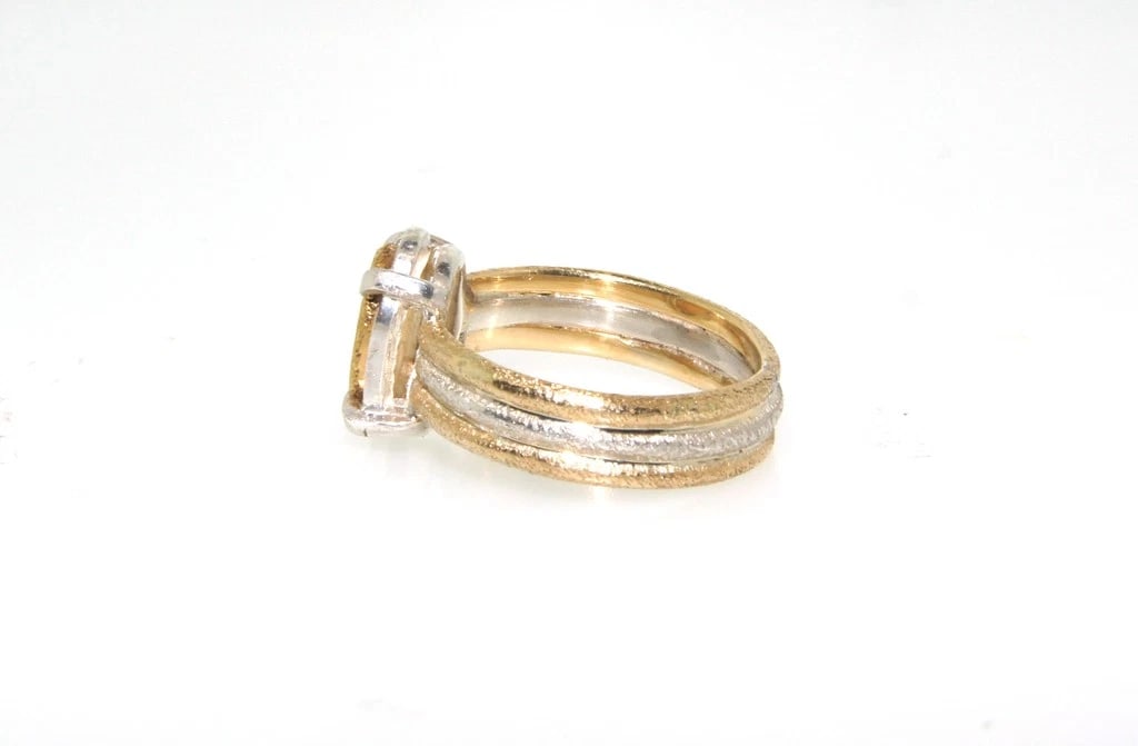 COOL 14k 2 Tone Gold & Rose Cut Diamond Ring - 4