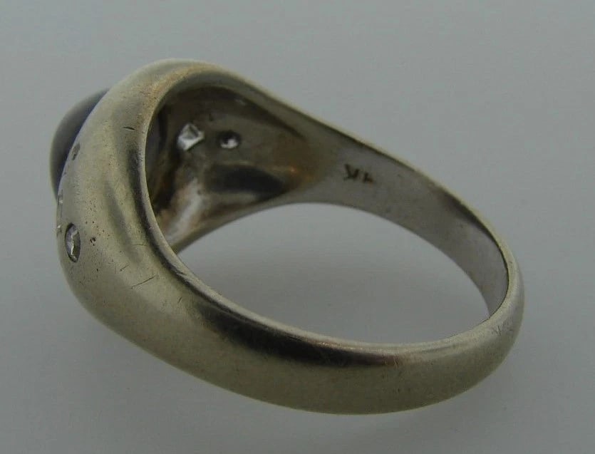 GORGEOUS 14k White Gold, Diamond & Star Sapphire Ring - 4