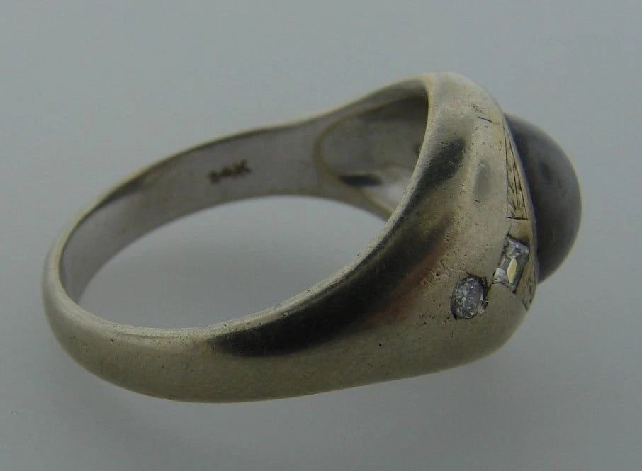 GORGEOUS 14k White Gold, Diamond & Star Sapphire Ring - 5