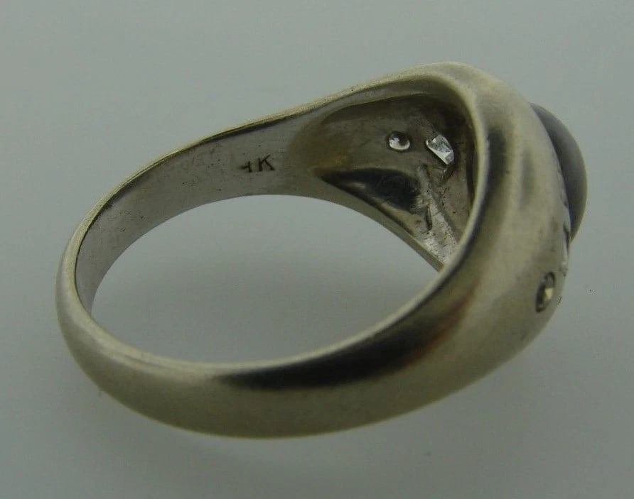 GORGEOUS 14k White Gold, Diamond & Star Sapphire Ring - 6