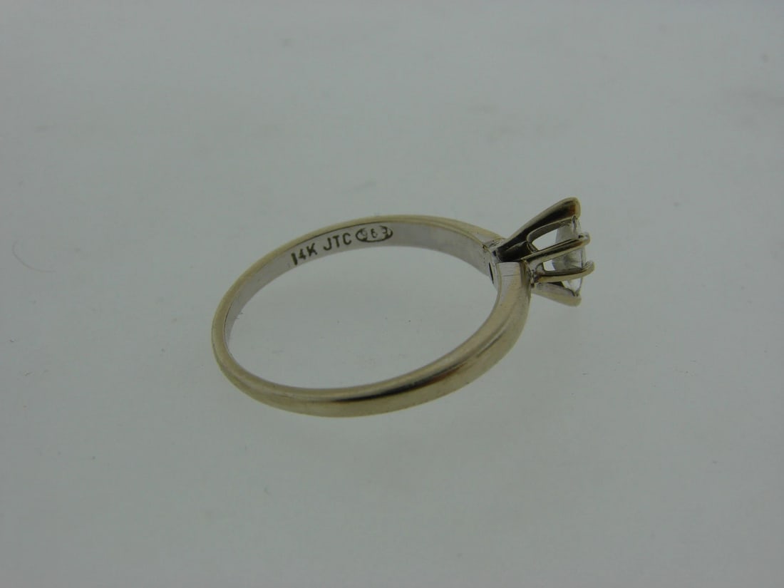 MARQUISE ENGAGEMENT SINGLE STONE RING 14K WHITE GOLD STAMPED JTC - 6