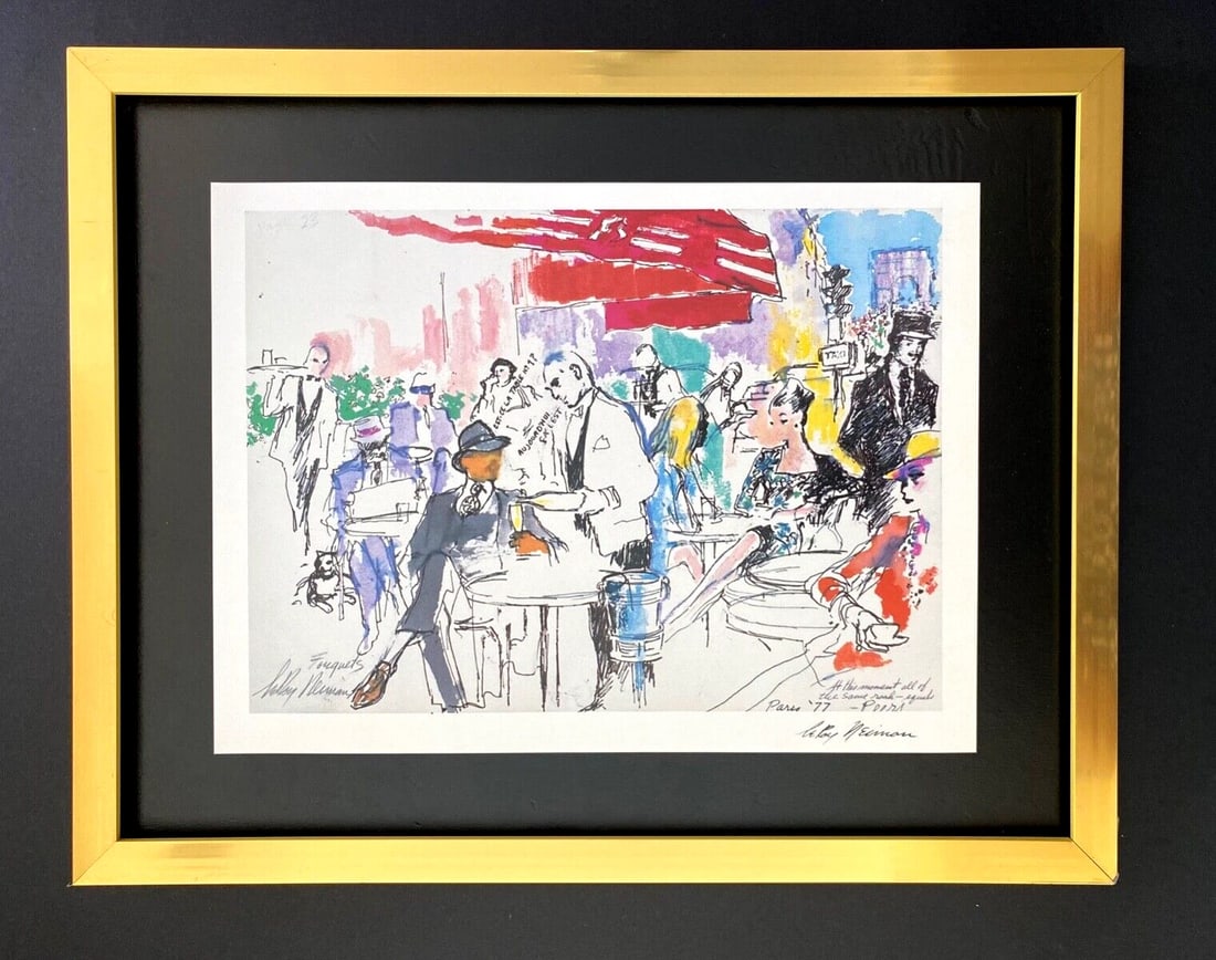 LEROY NEIMAN + PARIS SCENE + BEAUTIFUL + CIRCA 1990'S + SIGNED PRINT FRAMED (1 of 3)