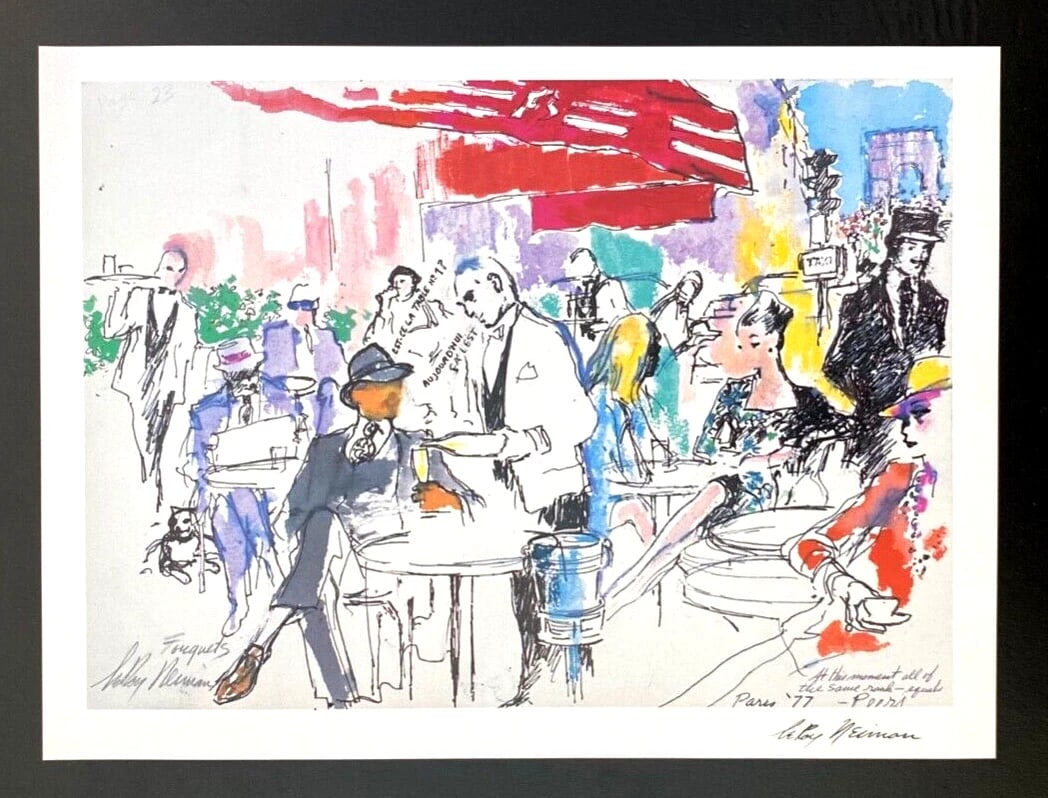 LEROY NEIMAN + PARIS SCENE + BEAUTIFUL + CIRCA 1990'S + SIGNED PRINT FRAMED - 2