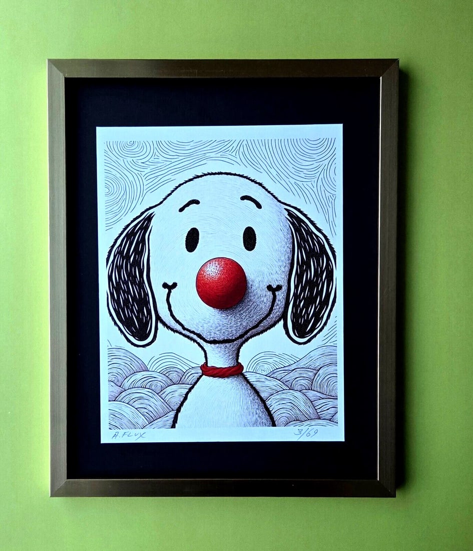 AIDAN FLUX | Hand Signed Original Print Framed | LtdEd of 69 COA | Snoopy: Title: AIDAN FLUX | Hand Signed Original Print Framed | LtdEd of 69 COA | Snoopy Description: This is a Stunning and Scarce 100% Authentic New Print by Aidan Flux AIDAN Flux represents a new wave of