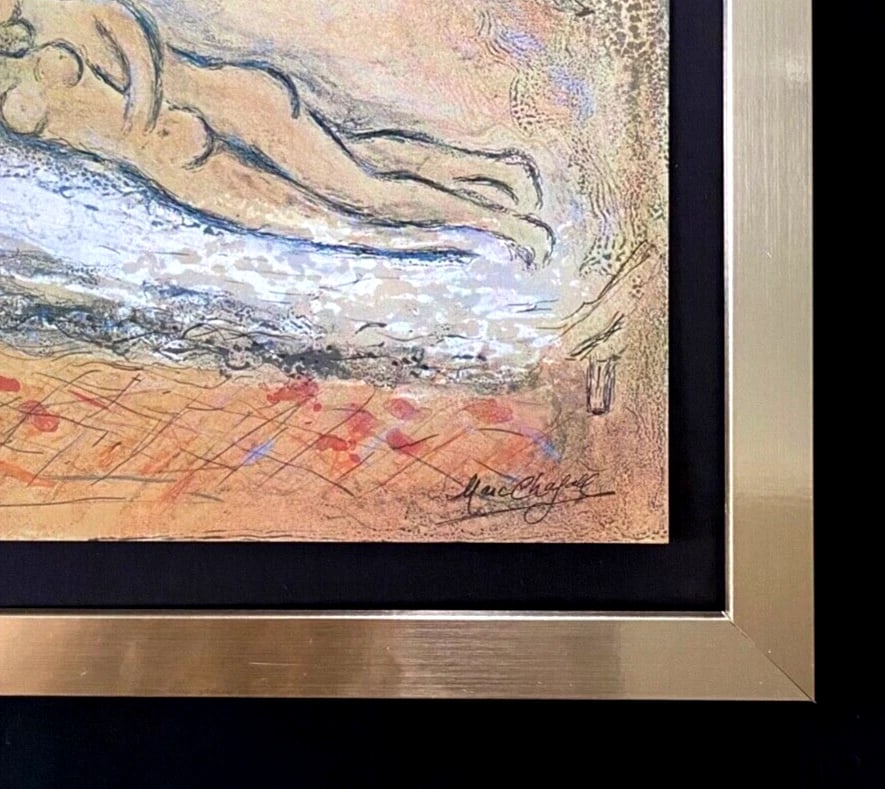 MARC CHAGALL + 1977 BEAUTIFUL SIGNED VINTAGE PRINT NEW FRAME + COA - 2