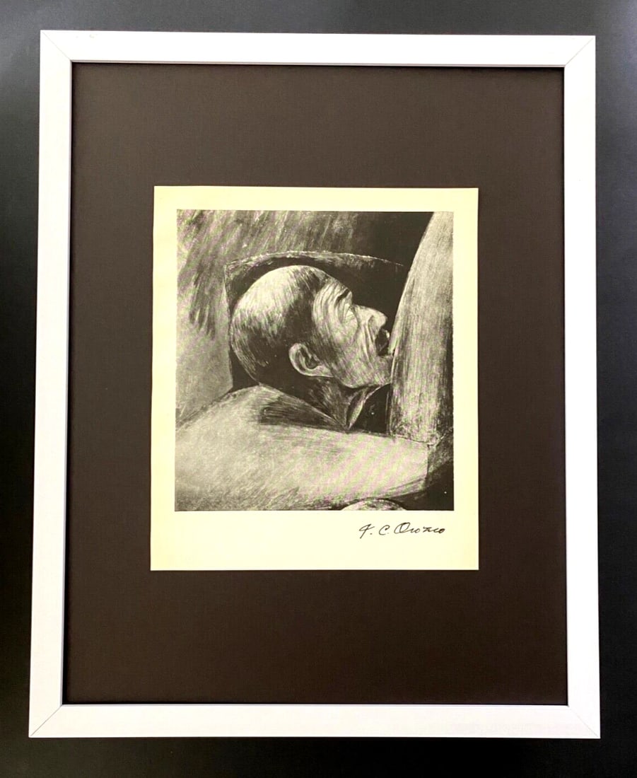 JOSE CLEMENTE OROZCO + ORIGINAL 1942 SIGNED VINTAGE PRINT + FRAMED + MEXICO (1 of 3)