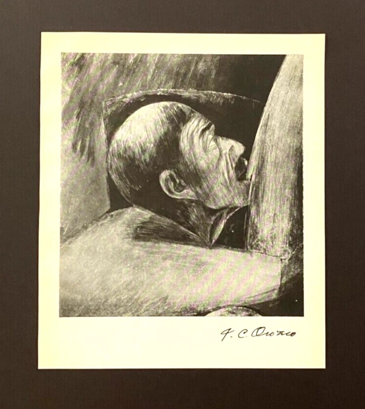 JOSE CLEMENTE OROZCO + ORIGINAL 1942 SIGNED VINTAGE PRINT + FRAMED + MEXICO - 2