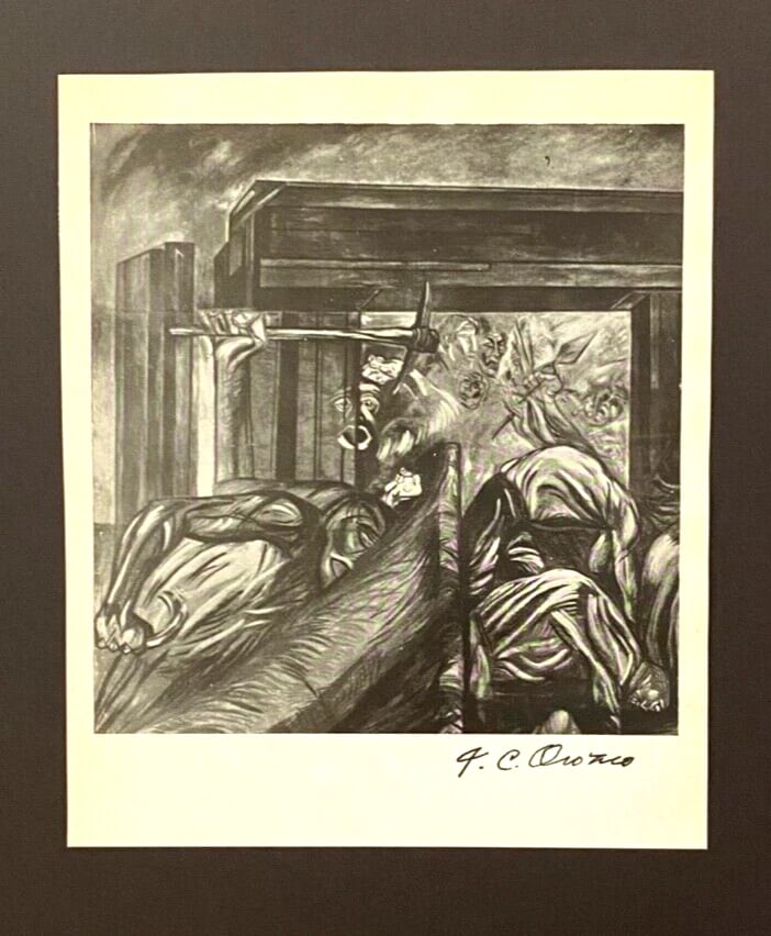 JOSE CLEMENTE OROZCO + ORIGINAL 1942 SIGNED VINTAGE PRINT FRAMED + MEXICO - 2