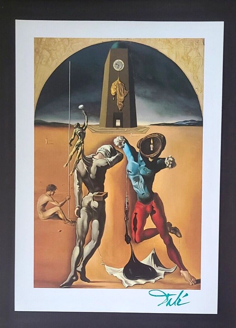 SALVADOR DALI + SIGNED PRINT FROM 1970'S + MOUNTED WITH NEW GOLDEN FRAME - 2