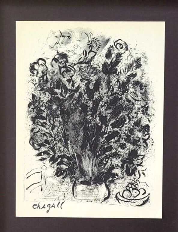 MARC CHAGALL + 1957 FIGRURE SIGNED PRINT MOUNTED IN NEW FRAME - 2