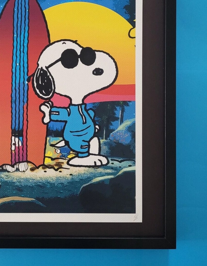 DEATH NYC Hand Signed LARGE Print Framed 16x20in COA SNOOPY COOL SURFER - 5