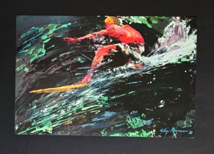 LEROY NEIMAN + SURFING + 1970'S + PLATE SIGNED PRINT + FRAMED W+ - 2