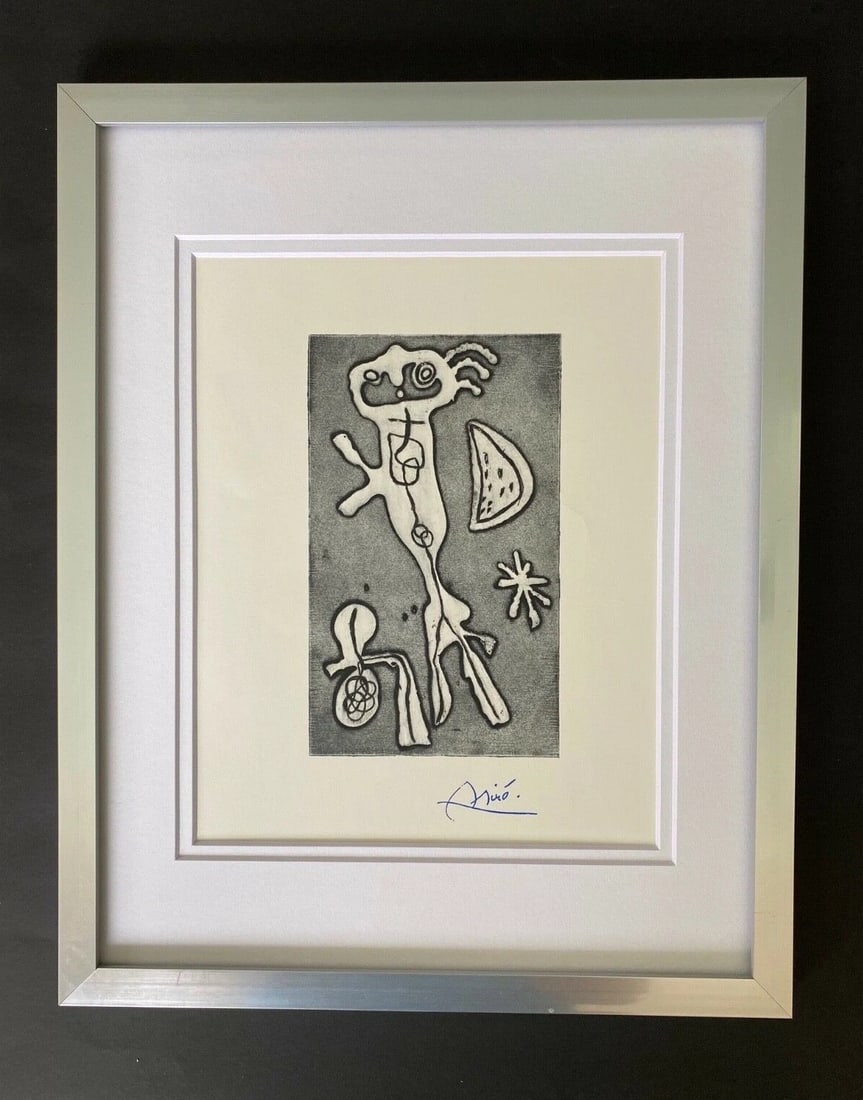 JOAN MIRO +1971 BEAUTIFUL SIGNED PRINT MATTED AND FRAMED: Title: JOAN MIRO +1971 BEAUTIFUL SIGNED PRINT MATTED AND FRAMED Description: This is a Beautiful and Scarce 1971 Print after JOAN MIRO FACSIMILE SIGNED IN INK from His Lithographs Collection Matted