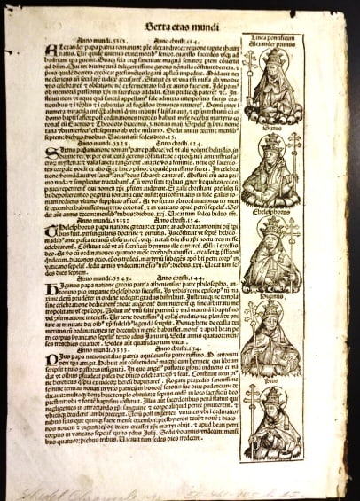 1493 Incunable Leaf Nuremurg Chronicles Portraits - 2