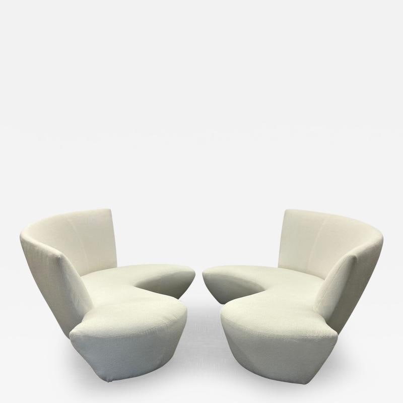 Pair of Mid-Century Modern Organic Vladimir Kagan Bilbao Sofas, White Boucle (1 of 12)
