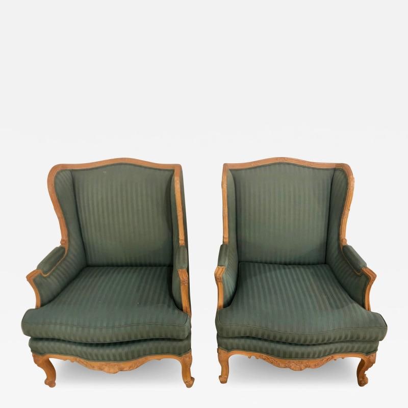 Pair of Louis XV Style Lounge or Wing Chairs, Carved, Large (1 of 10)