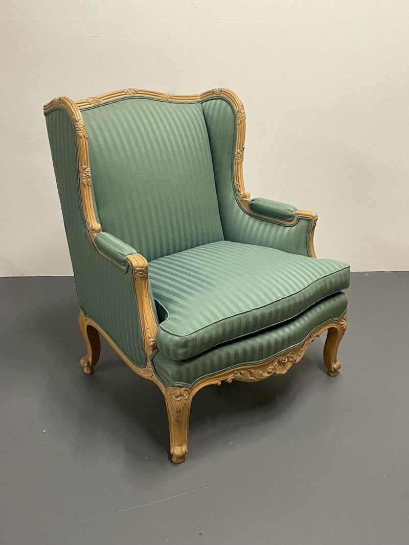 Pair of Louis XV Style Lounge or Wing Chairs, Carved, Large - 2