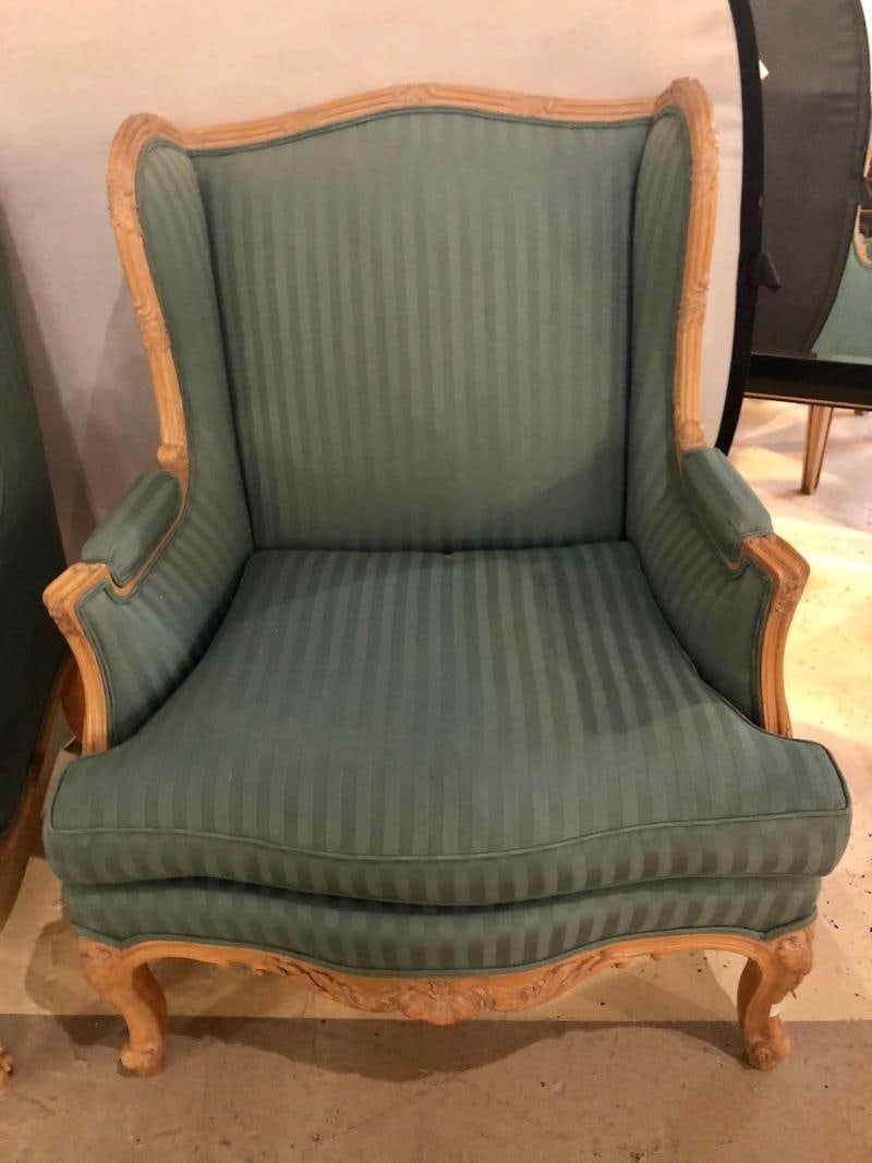 Pair of Louis XV Style Lounge or Wing Chairs, Carved, Large - 3