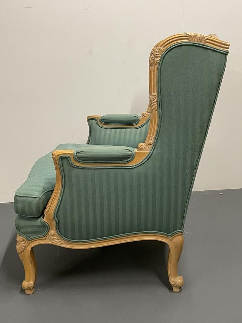 Pair of Louis XV Style Lounge or Wing Chairs, Carved, Large - 4