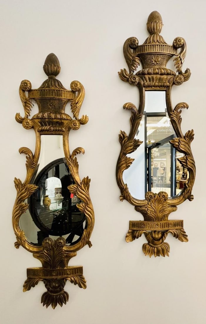 Pair of Giltwood Mirrors, Wall, Console or Pier Mirrors, Italian, 1960s - 3