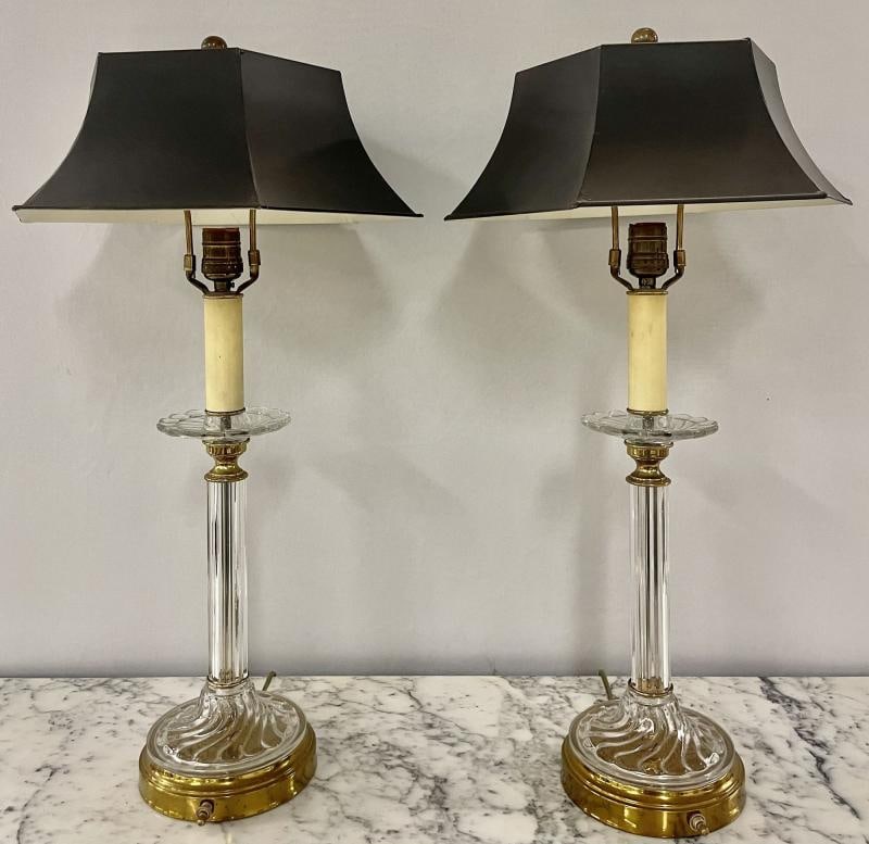 Mid Century Modern Pair of Baccarat Style Table Lamps, Crystal, 1960s - 7