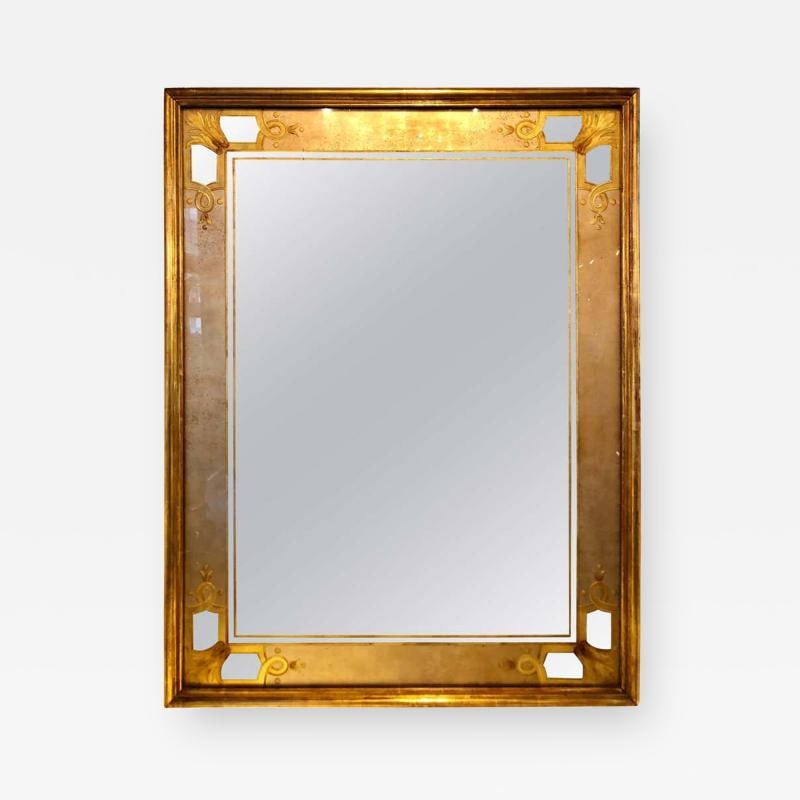 Hollywood Regency Jansen Églomisé Wall or Console Mirror Stamped on Reverse (1 of 9)