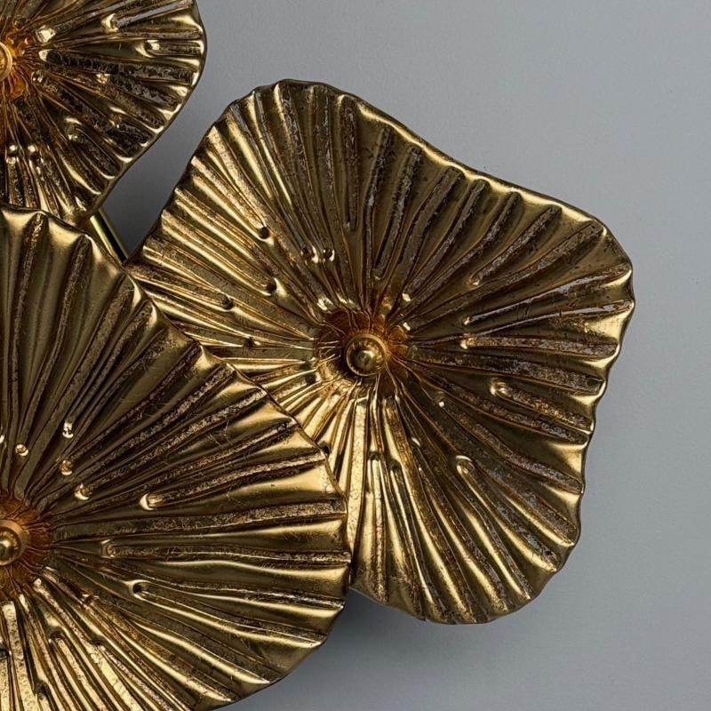 Contemporary, Italian Modern, Flower Sconces, Murano Glass, Gold Leaf, Brass - 10
